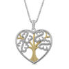 Thumbnail Image 1 of Open Hearts Family by Jane Seymour™ 1/10 CT. T.W. Diamond Tree Heart Pendant in Sterling Silver and 10K Gold