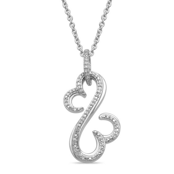 Open Hearts by Jane Seymour™ 1/10 CT. T.w. Diamond Pendant in Sterling Silver - 22"