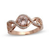Thumbnail Image 0 of Open Hearts by Jane Seymour™ 6.0mm Morganite and 1/15 CT. T.W. Diamond Bypass Ring in 10K Rose Gold