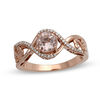Thumbnail Image 1 of Open Hearts by Jane Seymour™ 6.0mm Morganite and 1/15 CT. T.W. Diamond Bypass Ring in 10K Rose Gold