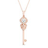 Thumbnail Image 1 of 4.0mm Cushion-Cut Morganite and Diamond Accent Vintage-Style Key Pendant in 10K Rose Gold