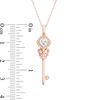 Thumbnail Image 2 of 4.0mm Cushion-Cut Morganite and Diamond Accent Vintage-Style Key Pendant in 10K Rose Gold