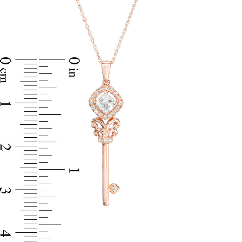 Main Image 2 of 4.0mm Cushion-Cut Morganite and Diamond Accent Vintage-Style Key Pendant in 10K Rose Gold