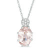 Thumbnail Image 1 of Oval Morganite and Diamond Accent Cluster Pendant in 10K White Gold