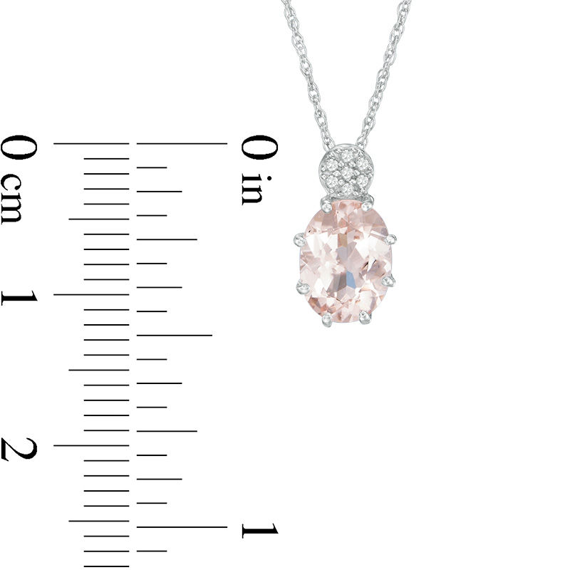 Main Image 2 of Oval Morganite and Diamond Accent Cluster Pendant in 10K White Gold