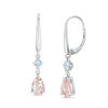Thumbnail Image 1 of Pear-Shaped Morganite, Aquamarine and Diamond Accent Double Drop Earrings in 10K White Gold