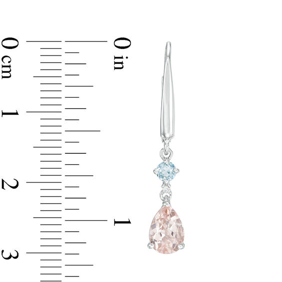 Pear-Shaped Morganite, Aquamarine and Diamond Accent Double Drop Earrings in 10K White Gold
