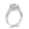 Thumbnail Image 2 of 6.0mm Princess-Cut Lab-Created White Sapphire and 1/4 CT. T.W. Diamond Frame Split Shank Bridal Set in 10K White Gold