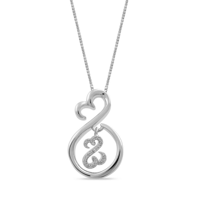 Main Image 1 of Open Hearts Family by Jane Seymour™ 1/20 CT. T.W. Diamond Motherly Love Pendant in Sterling Silver