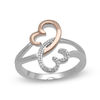 Thumbnail Image 1 of Open Hearts by Jane Seymour™ 1/20 CT. T.W. Diamond Half and Half Ring in Sterling Silver and 10K Rose Gold