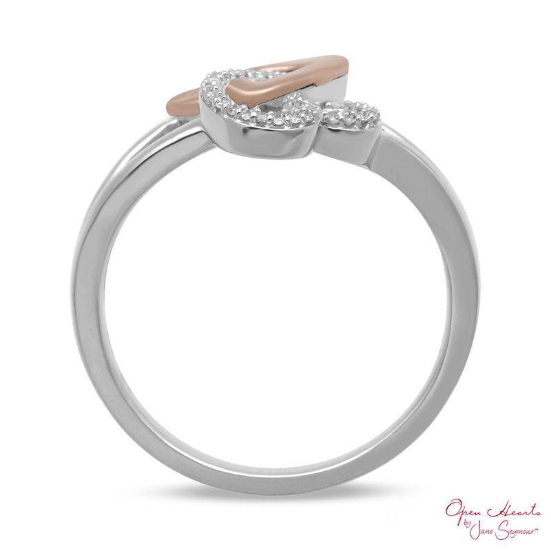 Open Hearts by Jane Seymour™ 1/20 CT. T.W. Diamond Half and Half Ring in Sterling Silver and 10K Rose Gold
