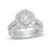 Thumbnail Image 1 of Composite Lab-Created White Sapphire Frame Bridal Set in 10K White Gold