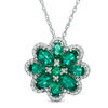 Thumbnail Image 1 of Multi-Shaped Lab-Created Emerald and White Sapphire Frame Flower Pendant in Sterling Silver