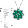 Thumbnail Image 2 of Multi-Shaped Lab-Created Emerald and White Sapphire Frame Flower Pendant in Sterling Silver