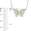 Thumbnail Image 1 of Oval Lab-Created Opal and White Sapphire Butterfly Necklace in Sterling Silver with 14K Gold Plate