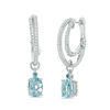 Thumbnail Image 1 of Oval Sky and London Blue Topaz and Lab-Created White Sapphire Double Hoop Earrings in Sterling Silver