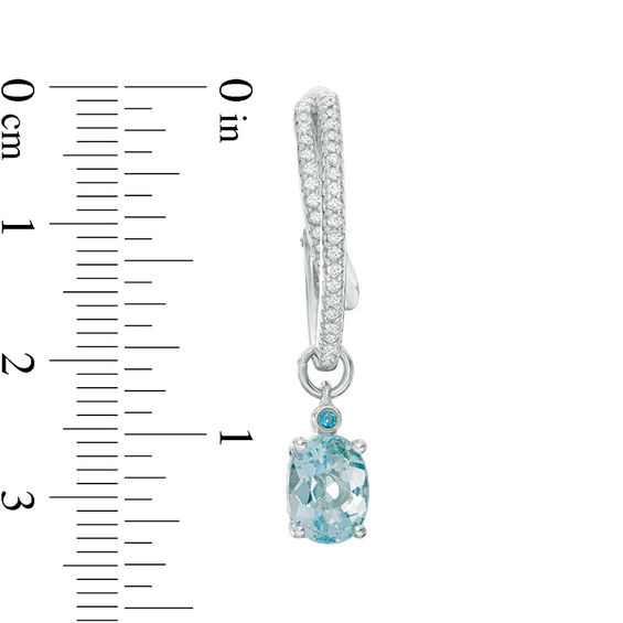 Oval Sky and London Blue Topaz and Lab-Created White Sapphire Double Hoop Earrings in Sterling Silver