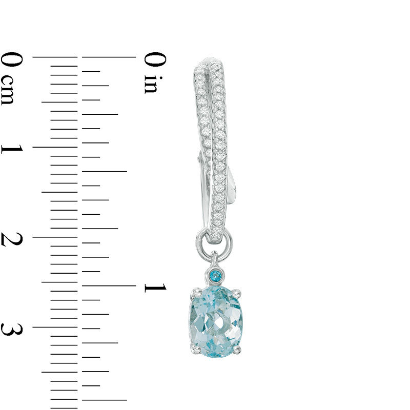Main Image 2 of Oval Sky and London Blue Topaz and Lab-Created White Sapphire Double Hoop Earrings in Sterling Silver