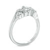 Thumbnail Image 1 of 4.0mm Lab-Created White Sapphire and 1/10 CT. T.W. Diamond Overlay Three Stone Ring in Sterling Silver