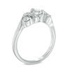 Thumbnail Image 2 of 4.0mm Lab-Created White Sapphire and 1/10 CT. T.W. Diamond Overlay Three Stone Ring in Sterling Silver