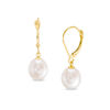 Thumbnail Image 0 of 8.0 - 9.0mm Baroque Cultured Freshwater Pearl Drop Earrings in 14K Gold