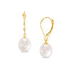 Thumbnail Image 1 of 8.0-9.0mm Baroque Freshwater Cultured Pearl Drop Earrings in 14K Gold