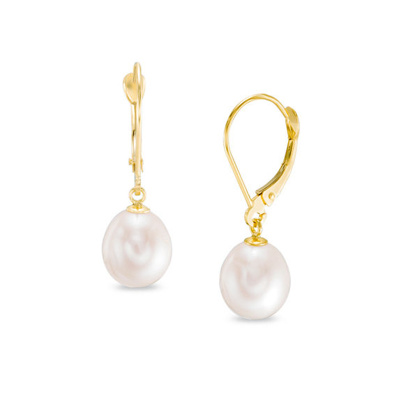 CZ and Teardrop Pearl Bridal Earrings in 14K Gold