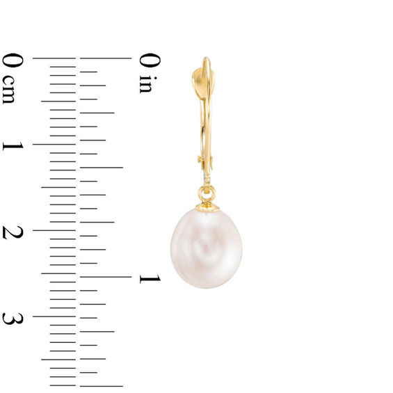 8.0 - 9.0mm Baroque Cultured Freshwater Pearl Drop Earrings in 14K Gold