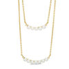 Thumbnail Image 1 of Freshwater Cultured Pearl and Lab-Created White Sapphire Double Strand Necklace in Sterling Silver with 14K Gold Plate