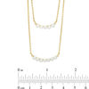 Thumbnail Image 2 of Freshwater Cultured Pearl and Lab-Created White Sapphire Double Strand Necklace in Sterling Silver with 14K Gold Plate