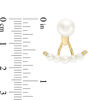 Thumbnail Image 2 of Cultured Freshwater Pearl and Lab-Created White Sapphire Front/Back Earrings in Sterling Silver with 14K Gold Plate
