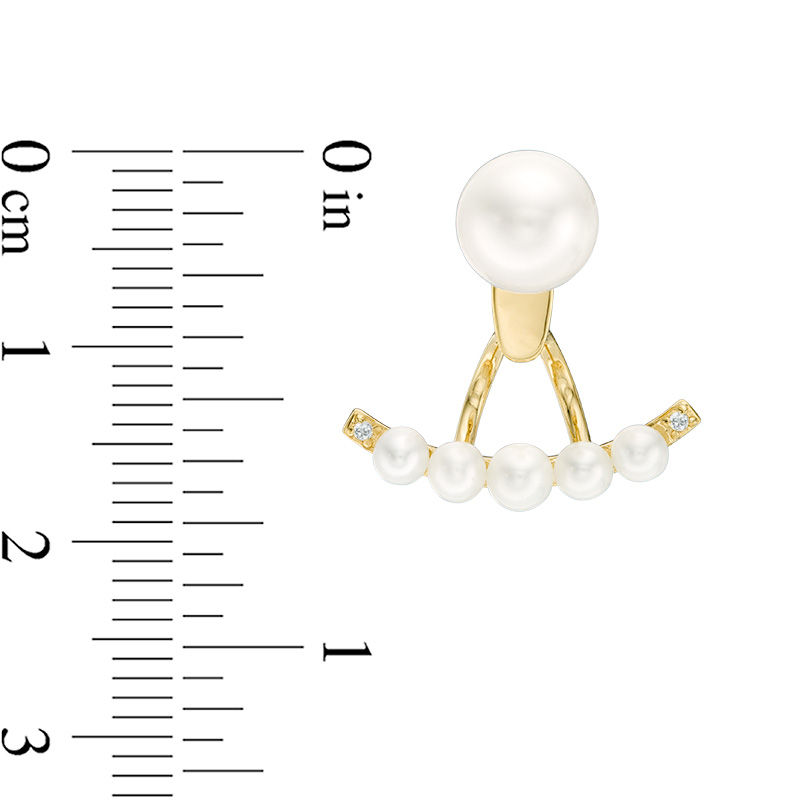Main Image 3 of Freshwater Cultured Pearl and Lab-Created White Sapphire Front/Back Earrings in Sterling Silver with 14K Gold Plate
