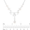 Thumbnail Image 2 of 9.0-10.0mm Freshwater Cultured Pearl and Lab-Created White Sapphire Scroll Drop Necklace in Sterling Silver