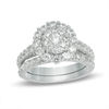 Thumbnail Image 0 of Composite Lab-Created White Sapphire Frame Bridal Set in 10K White Gold