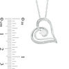 Thumbnail Image 1 of 4.0mm Lab-Created White Sapphire and Diamond Accent Swirling Tilted Heart Pendant in Sterling Silver