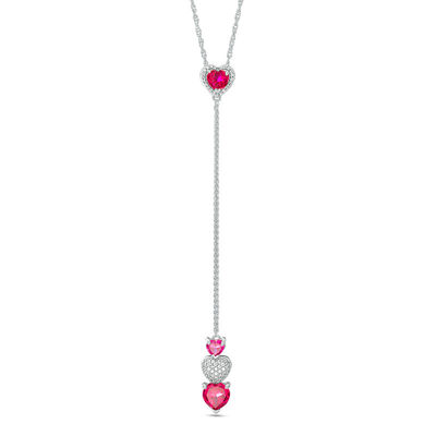 Ruby and diamond 10ct heart-shaped pendant.
