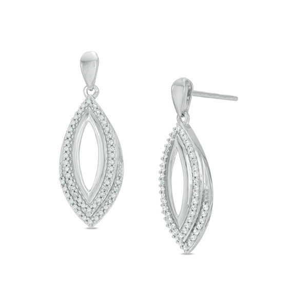 1/4 CT. T.W. Diamond Open Marquise Drop Earrings in 10K White Gold | Zales