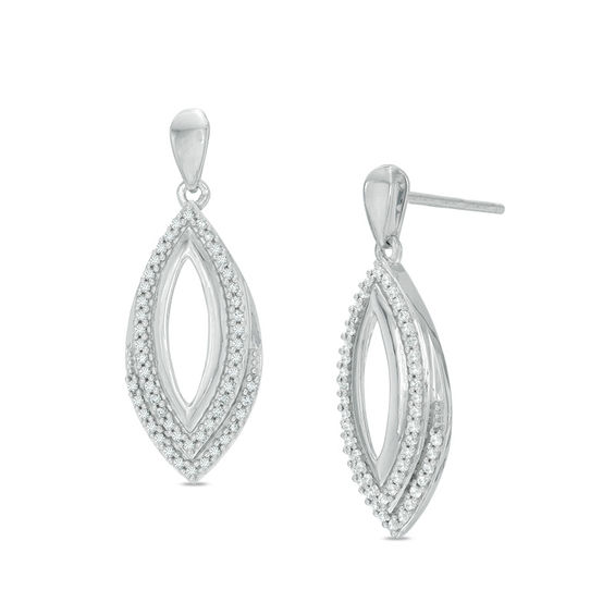 1/4 CT. T.w. Diamond Open Marquise Drop Earrings in 10K White Gold