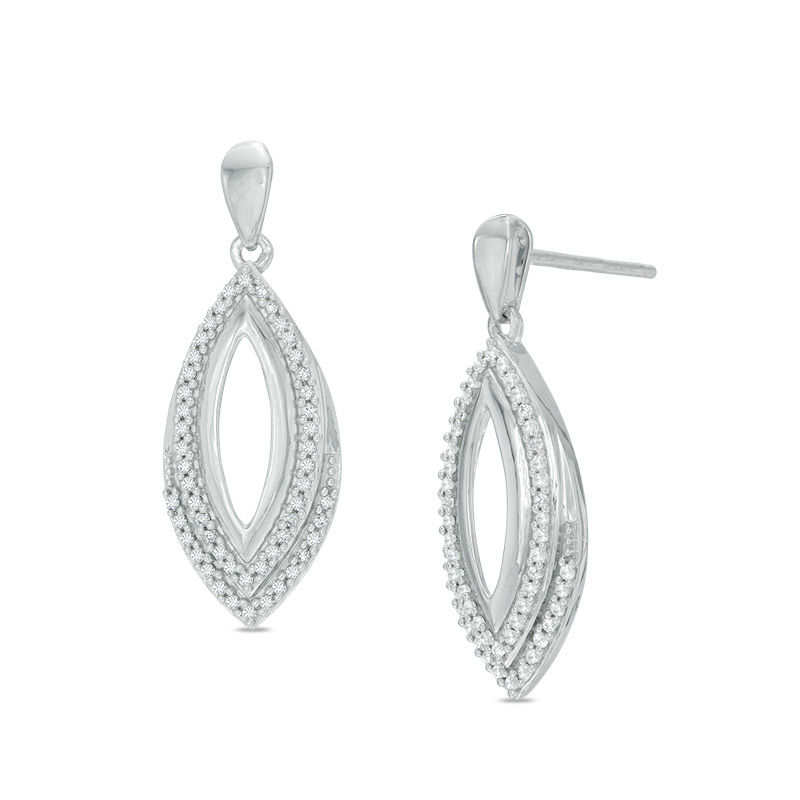 Main Image 1 of 1/4 CT. T.W. Diamond Open Marquise Drop Earrings in 10K White Gold