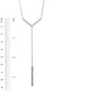 Thumbnail Image 1 of Aquamarine and 1/10 CT. T.W. Diamond Linear Bar "Y" Necklace in Sterling Silver - 21"