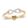 Thumbnail Image 0 of 1/10 CT. T.W. Diamond Heart and Infinity Two-Sided Ring in 10K Gold