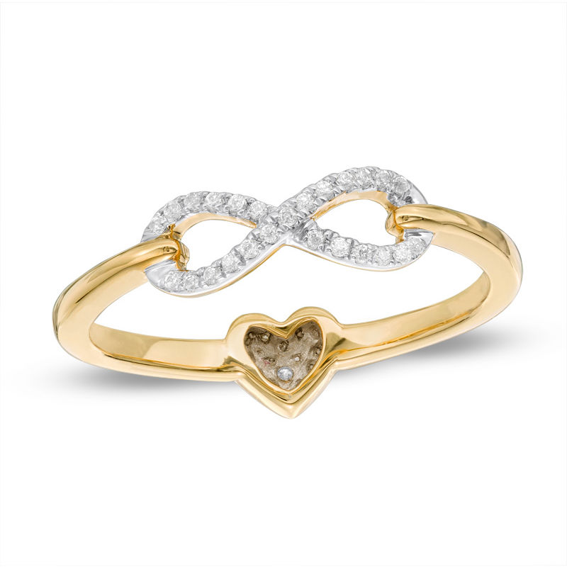 1/10 CT. T.W. Diamond Heart and Infinity Two-Sided Ring in 10K Gold