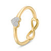 Thumbnail Image 1 of 1/10 CT. T.W. Diamond Heart and Infinity Two-Sided Ring in 10K Gold