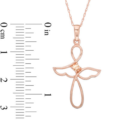 Morganite Angel Cross Pendant in 10K 