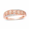 Thumbnail Image 1 of Oval Morganite and Diamond Accent Beaded Five Stone Slant Ring in 10K Rose Gold