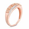 Thumbnail Image 2 of Oval Morganite and Diamond Accent Beaded Five Stone Slant Ring in 10K Rose Gold