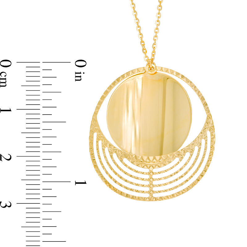 Main Image 2 of Made in Italy Diamond-Cut Coin Pendant in 10K Gold - 19&quot;