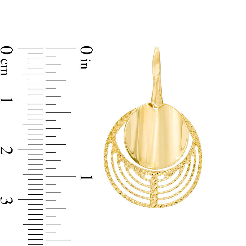 Main Image 2 of Made in Italy Diamond-Cut Coin Drop Earrings in 10K Gold