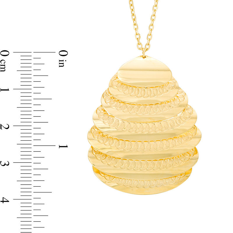 Main Image 2 of Made in Italy Diamond-Cut Coil Teardrop Pendant in 10K Gold