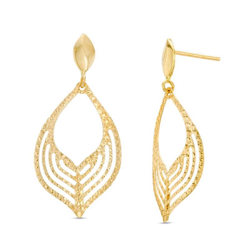 Main Image 1 of Made in Italy Diamond-Cut Open Flame Drop Earrings in 10K Gold